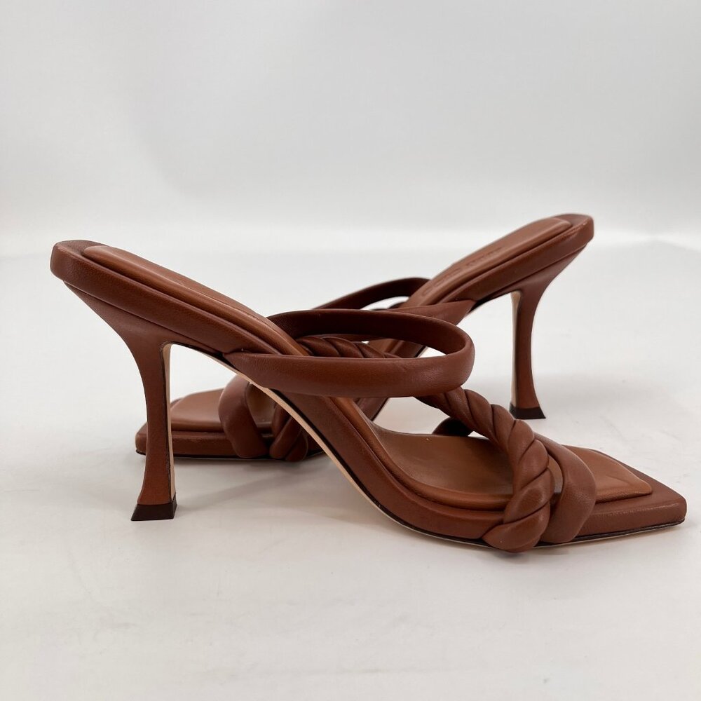 Jimmy Choo Brown Leather Braided Strap Heeled Sandals - Picture 6 of 16